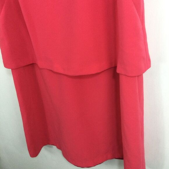 Ellen Tracy Womens Portofino Overlay Sleeveless V-Neck Sheath Dress Watermelon - Picture 3 of 9